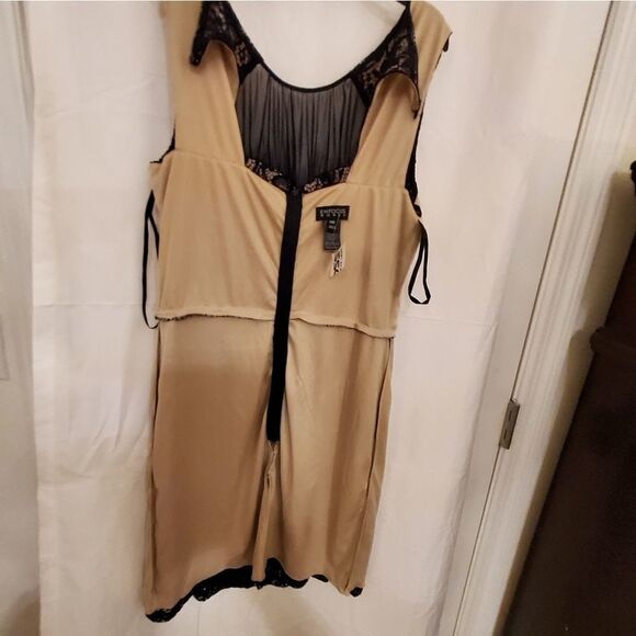 BRAND NEW ENFOCUS LACE BLACK &TAN SLEEVELESS ROUND NECKLINE DRESS - Picture 7 of 10
